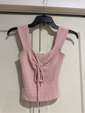 T.J.Maxx Textured Dusty Pink Tie-Front Tank